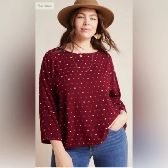 Maeve Anthropologie Anthro Dottie top blouse size L - Picture 1 of 6